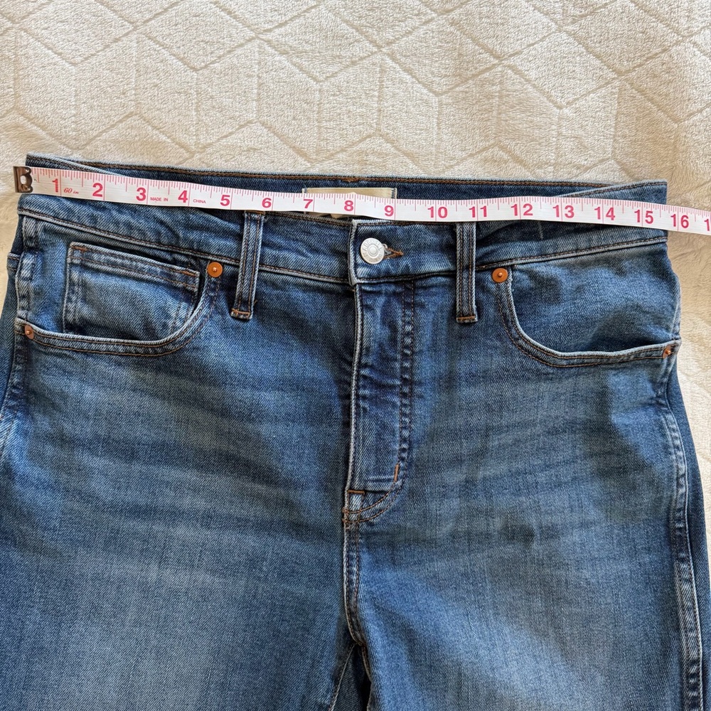 Madewell Midrise Stovepipe Denim Jeans Frayed Raw Hem Size 30 waist 30.5 Inseam - Picture 8 of 12